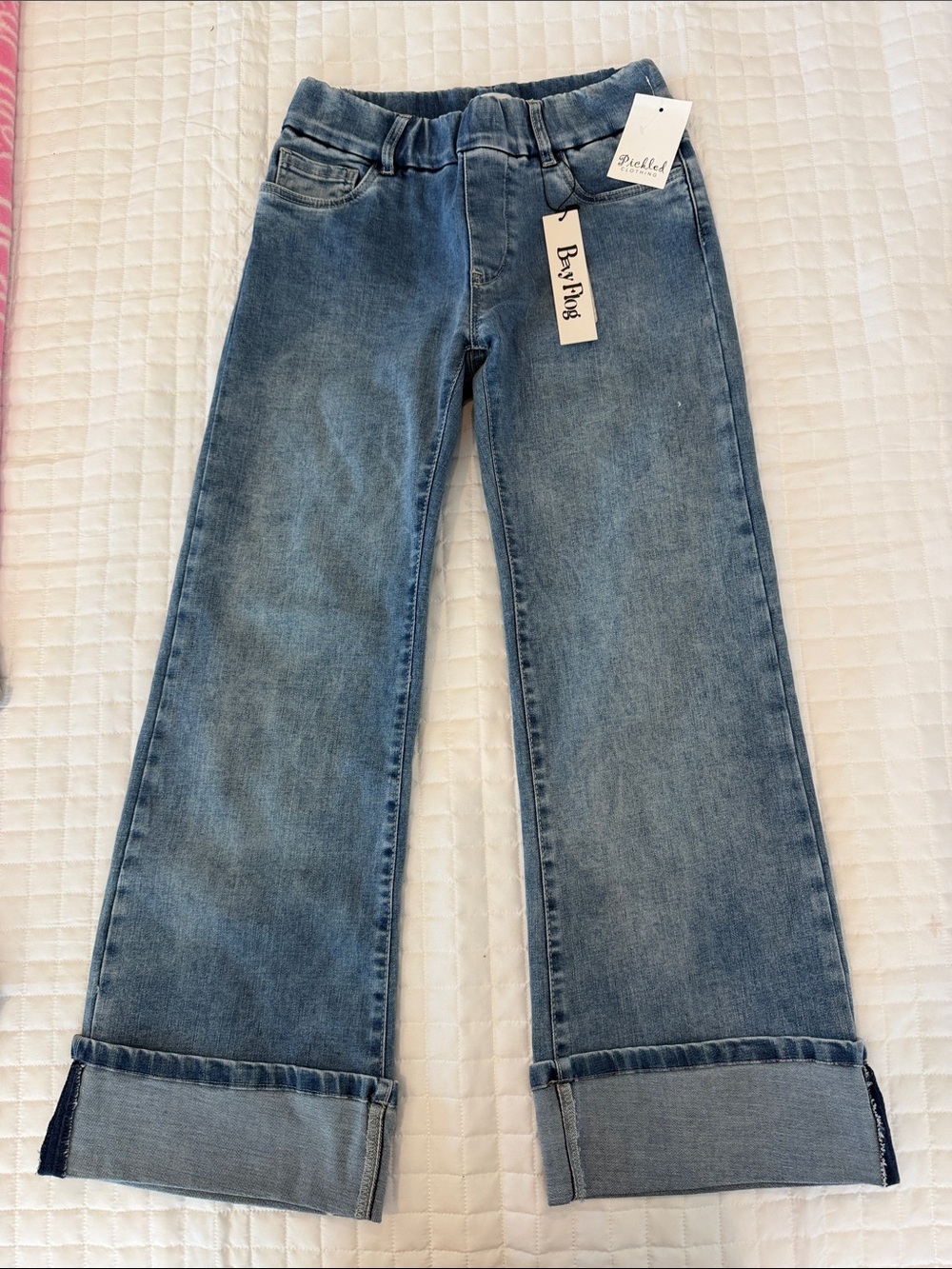 BEVY FLOG Light Blue Wide-Leg Cuffed Jeans